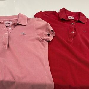 LACOSTE VINTAGE WASHED SHORT SLEEVE POLO SHIRTS BUNDLE OF 2 EXCELLENT CONDITION